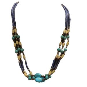 Blue + Turquoise Beaded Necklace